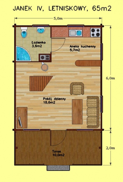 schéma rekreačná chata s úžitkovým podkrovím